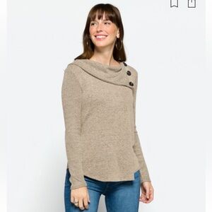 Kaavia Button Detail Brushed Knit Top